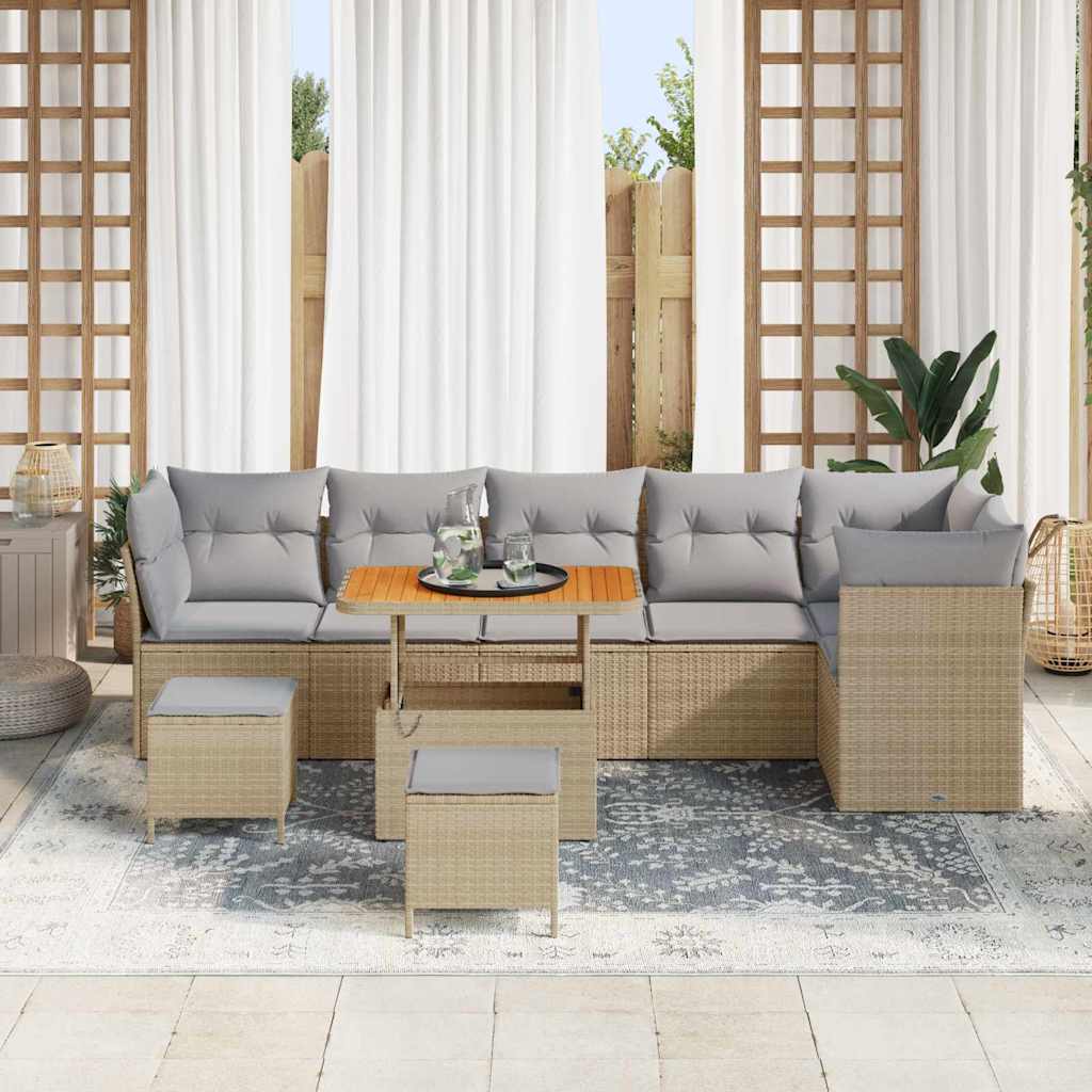 Havesofa Sæt 8 pcs Beige polyrattan