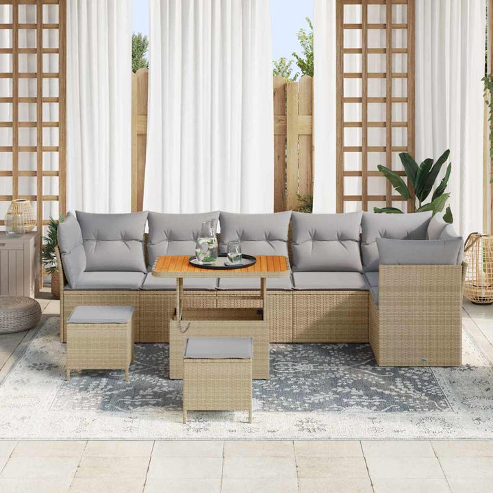 Havesofa Sæt 8 pcs Beige polyrattan