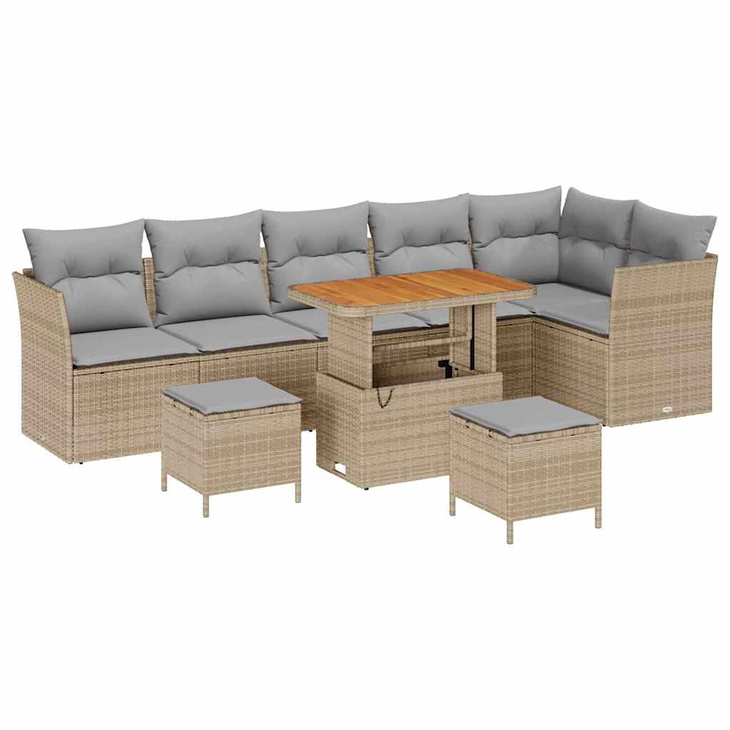Havesofa Sæt 8 stk. Beige polyrattan