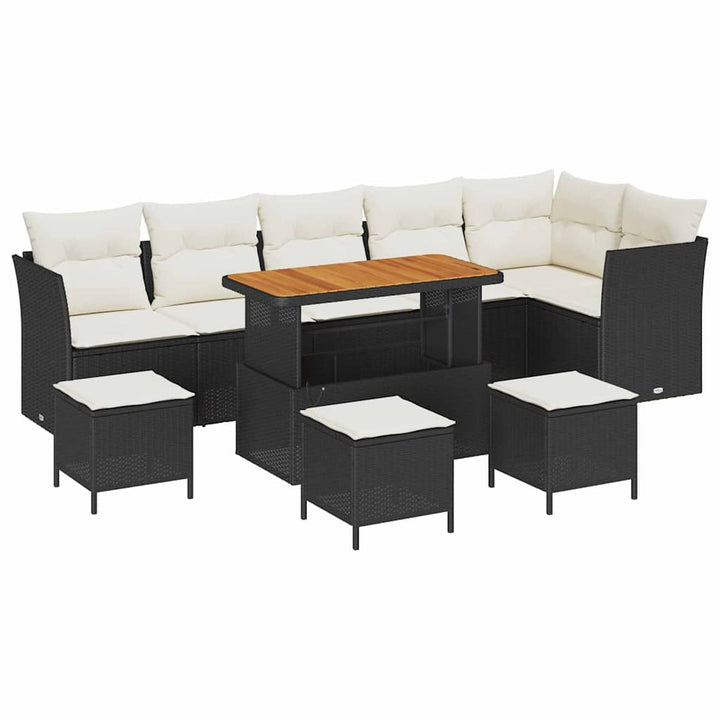 Havesofa Sæt 10 pcs Sort polyrattan