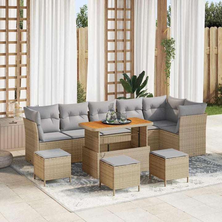 Havesofa Sæt 10 pcs Beige polyrattan