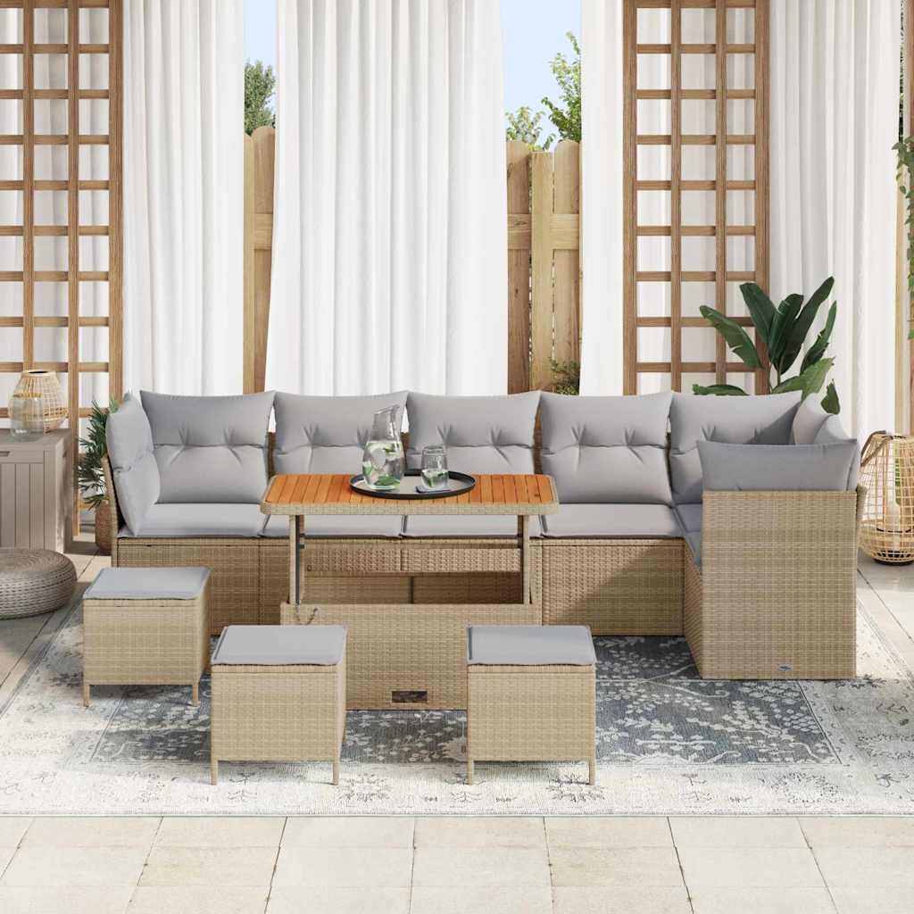 Havesofa Sæt 10 pcs Beige polyrattan