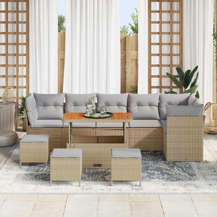 Havesofa Sæt 10 pcs Beige polyrattan