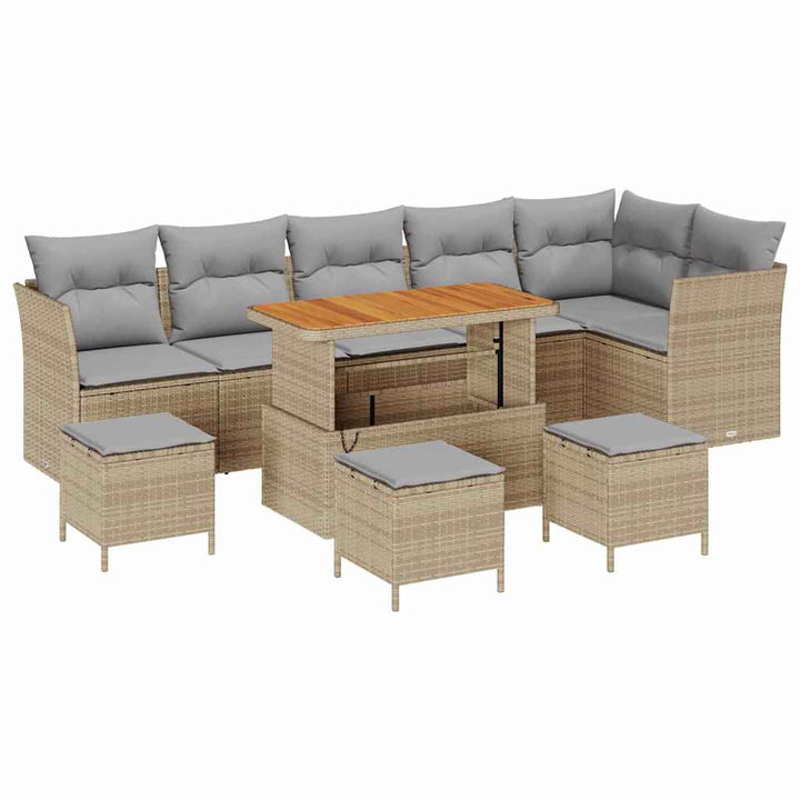 Havesofa Sæt 10 pcs Beige polyrattan