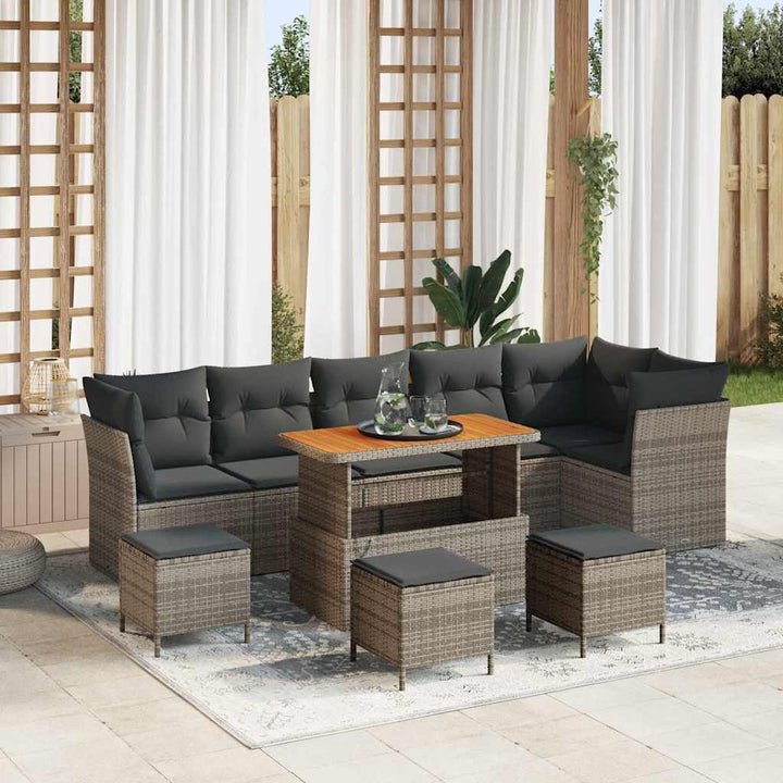 Havesofa Sæt 10 pcs Grå polyrattan