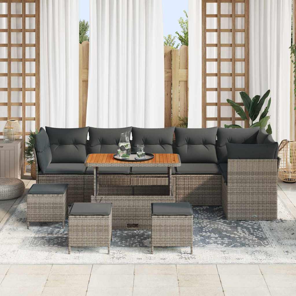 Havesofa Sæt 10 pcs Grå polyrattan