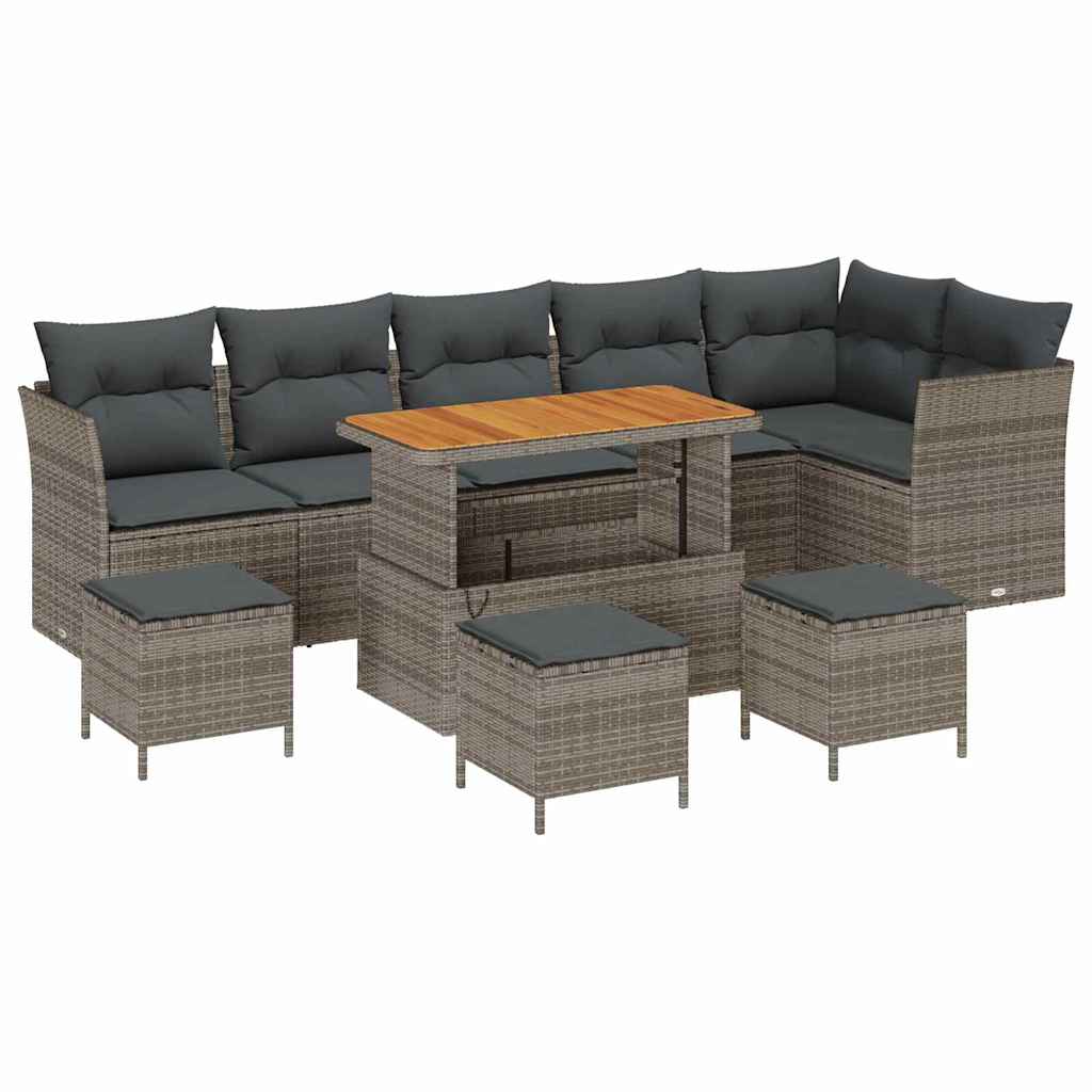 Havesofa Sæt 10 pcs Grå polyrattan