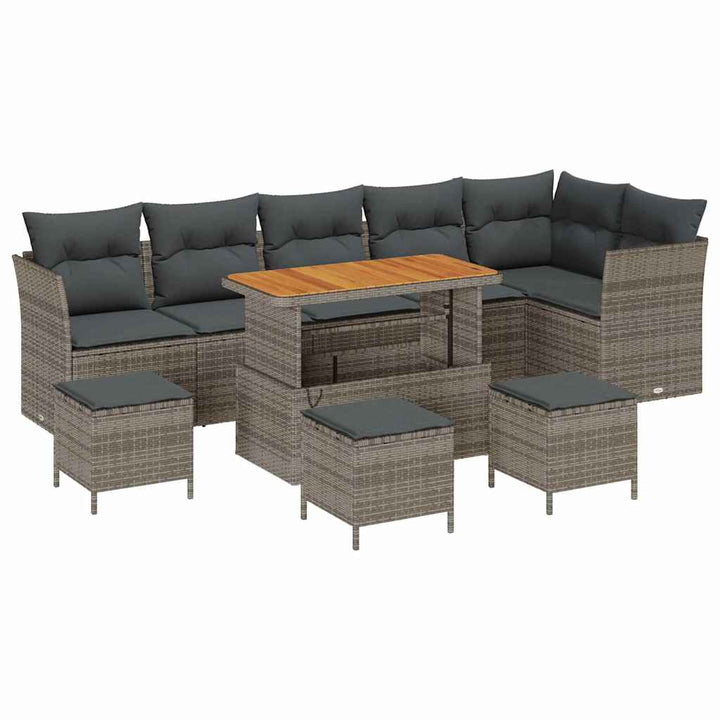 Havesofa Sæt 10 pcs Grå polyrattan