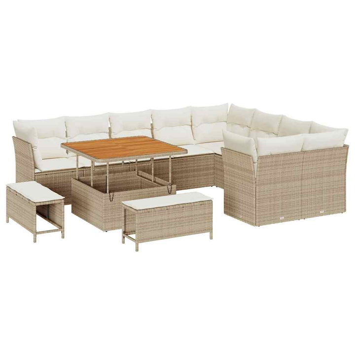 Havesofa Sæt 12 pcs Beige polyrattan