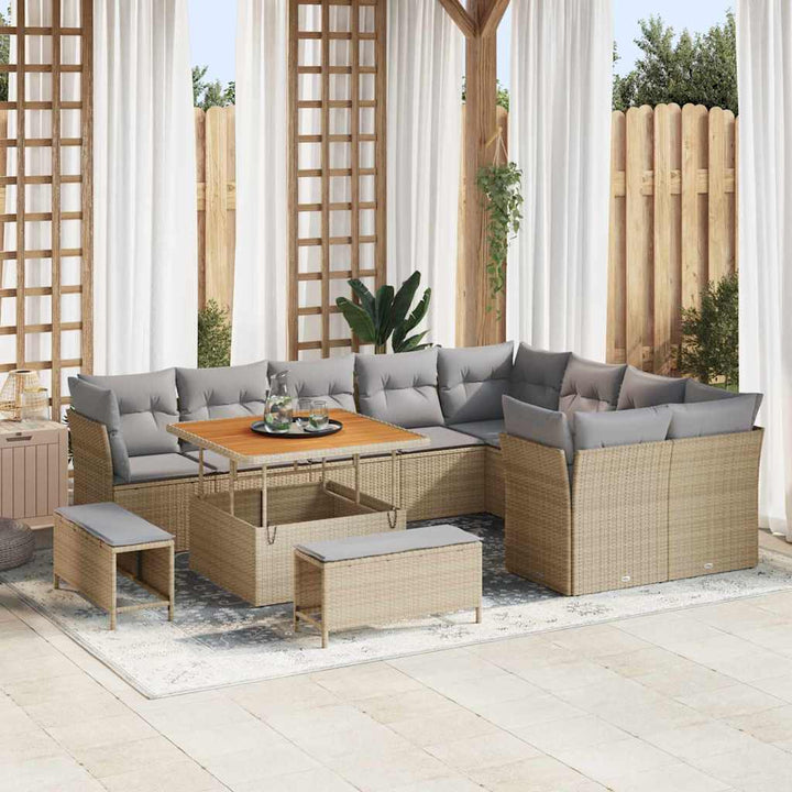 Havesofa Sæt 12 pcs Beige polyrattan
