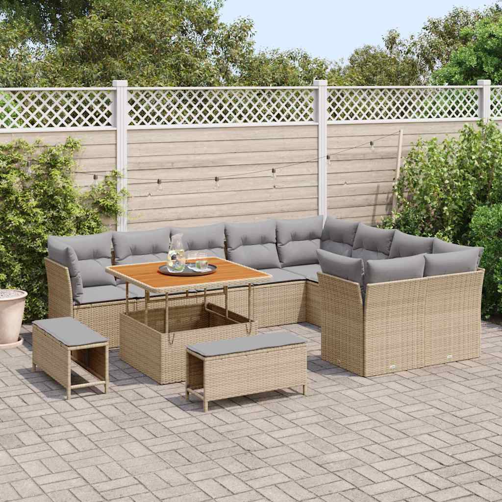 Havesofa Sæt 12 pcs Beige polyrattan