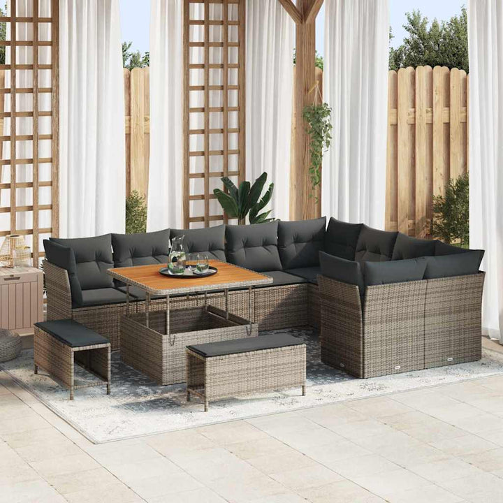 Havesofa Sæt 12 pcs Grå polyrattan