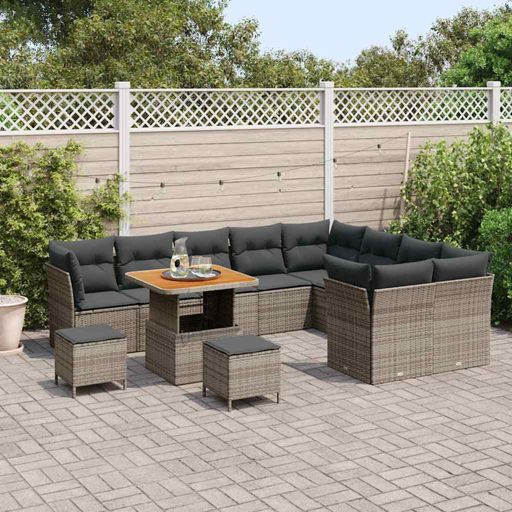 Havesofa Sæt 12 stk. Grå polyrattan