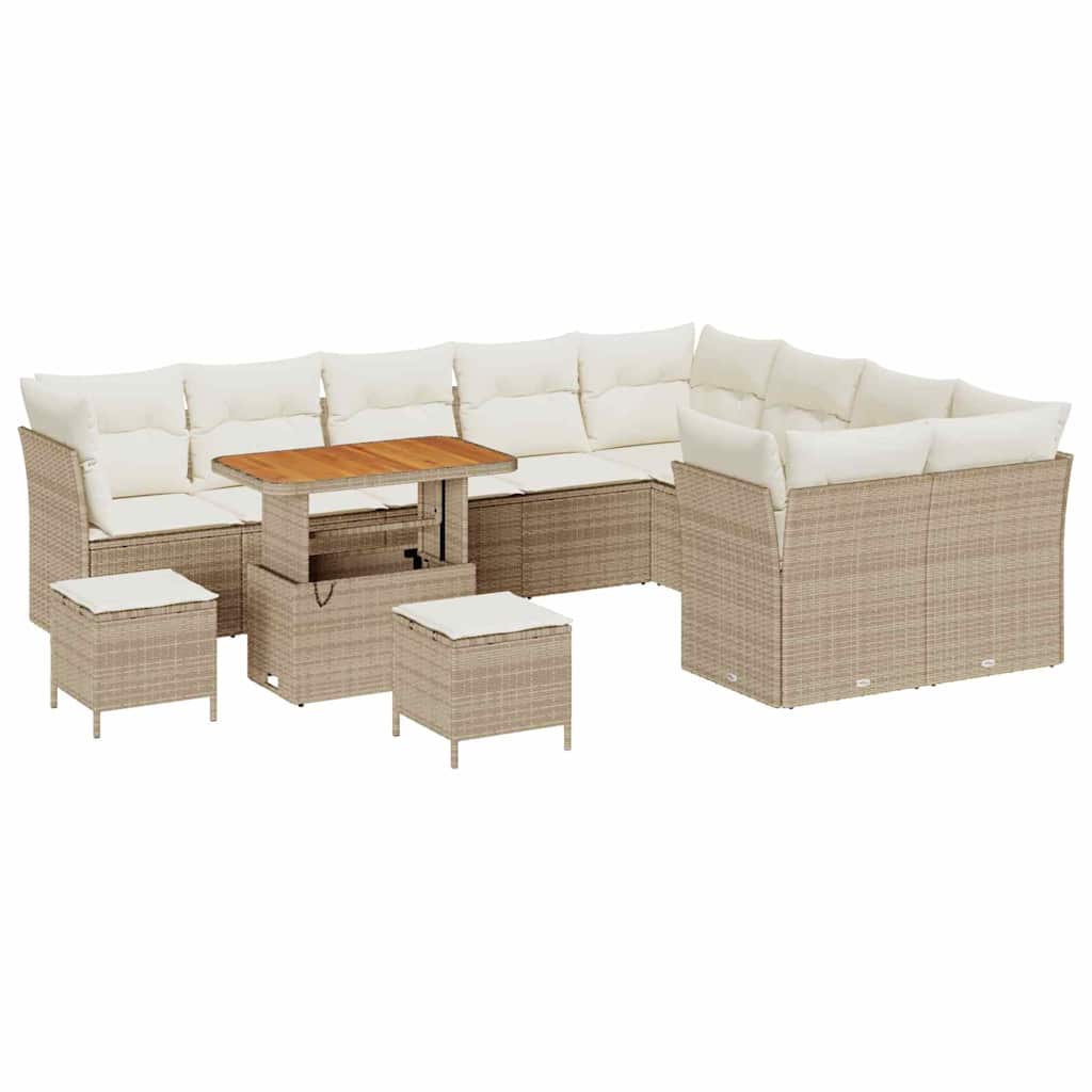 Havesofa Sæt 12 pcs Beige polyrattan