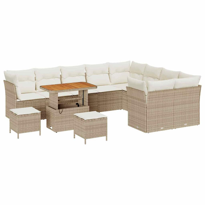 Havesofa Sæt 12 pcs Beige polyrattan