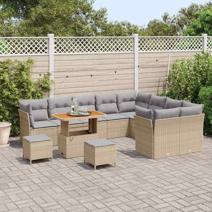 Havesofa Sæt 12 pcs Beige polyrattan