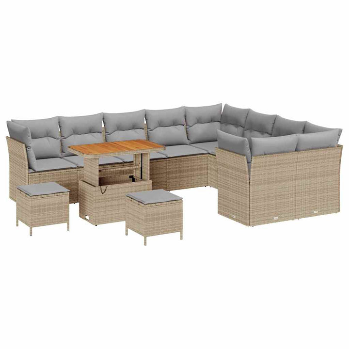 Havesofa Sæt 12 stk. Beige polyrattan