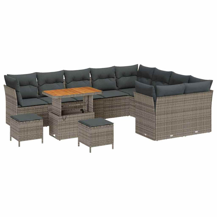 Havesofa Sæt 12 pcs Grå polyrattan