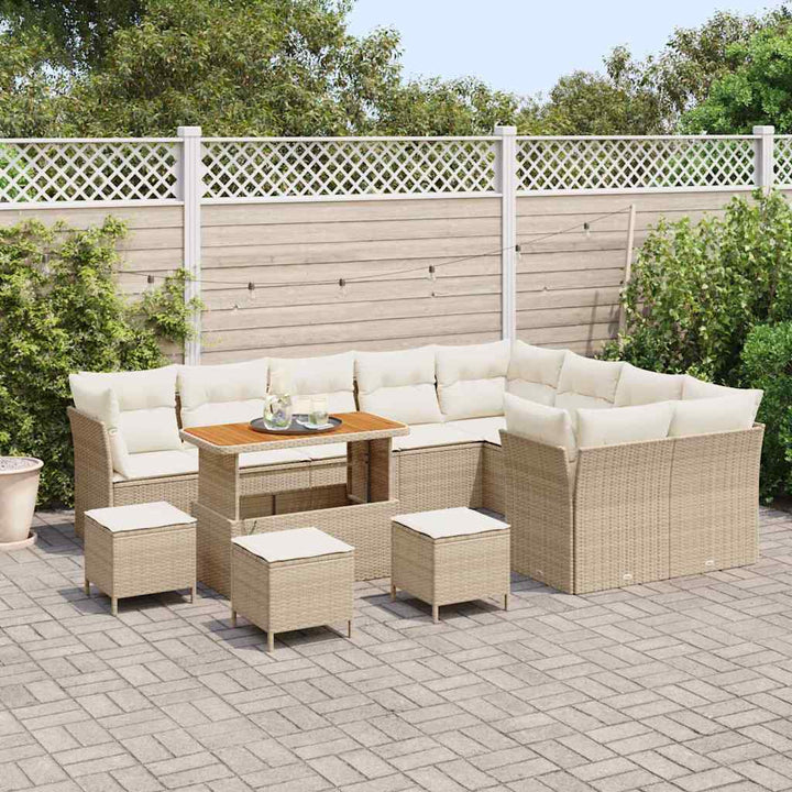 Havesofa Sæt 13 stk. Beige polyrattan