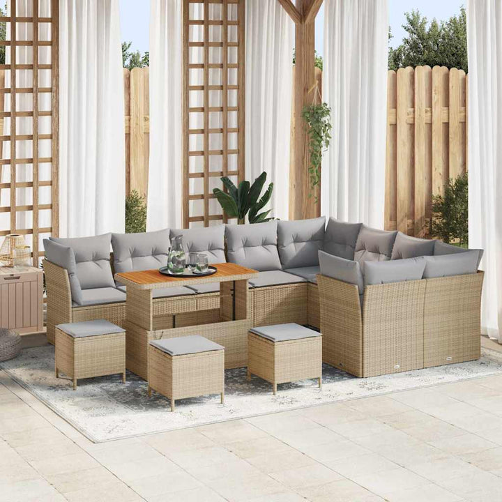 Havesofa Sæt 13 pcs Beige polyrattan