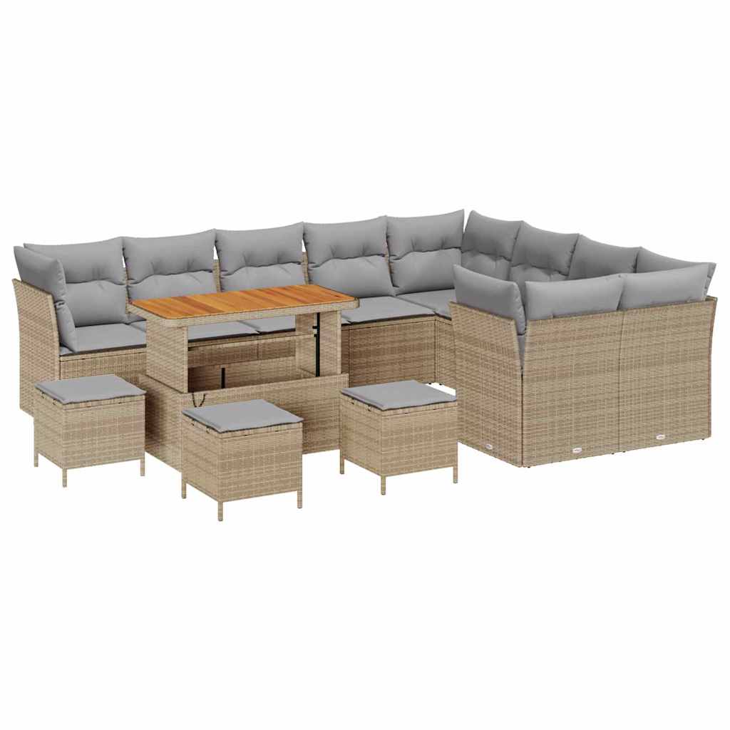 Havesofa Sæt 13 stk. Beige polyrattan