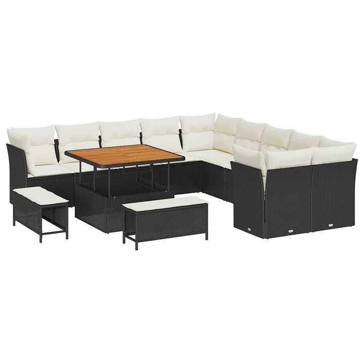 Havesofa Sæt 13 pcs Sort polyrattan