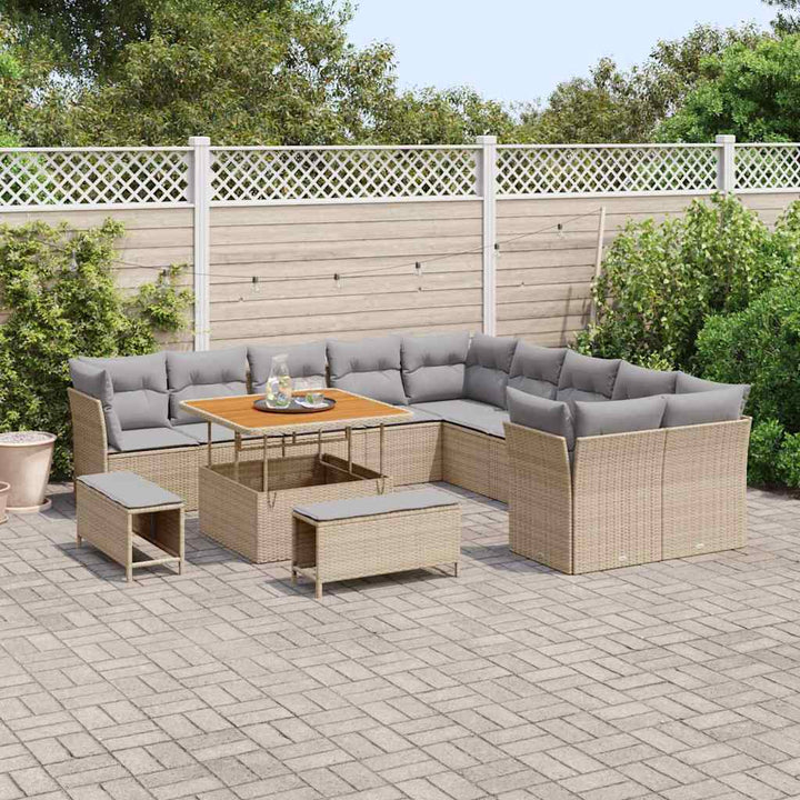 Havesofa Sæt 13 pcs Beige polyrattan