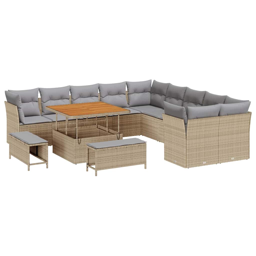 Havesofa Sæt 13 pcs Beige polyrattan
