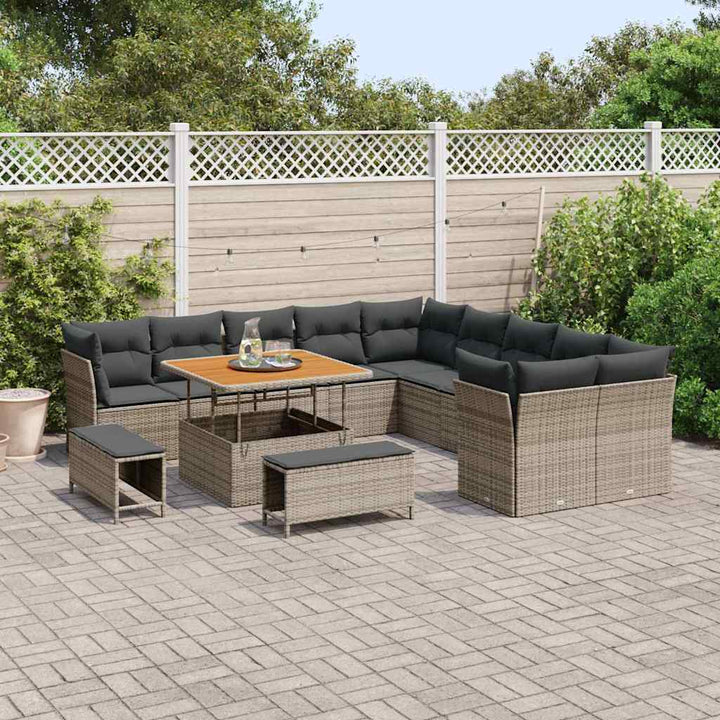 Havesofa Sæt 13 pcs Grå polyrattan
