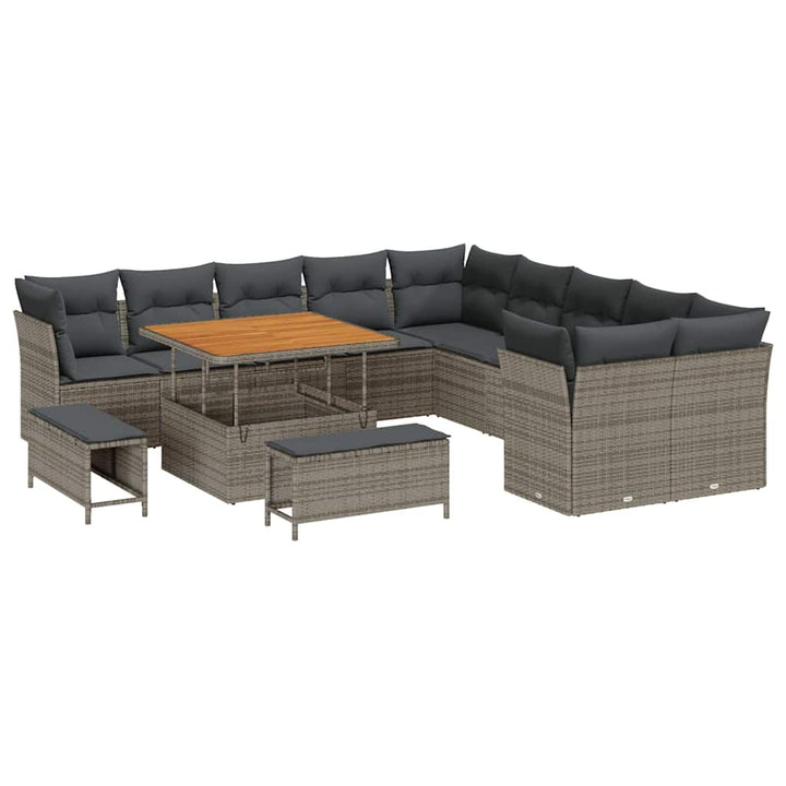 Havesofa Sæt 13 pcs Grå polyrattan
