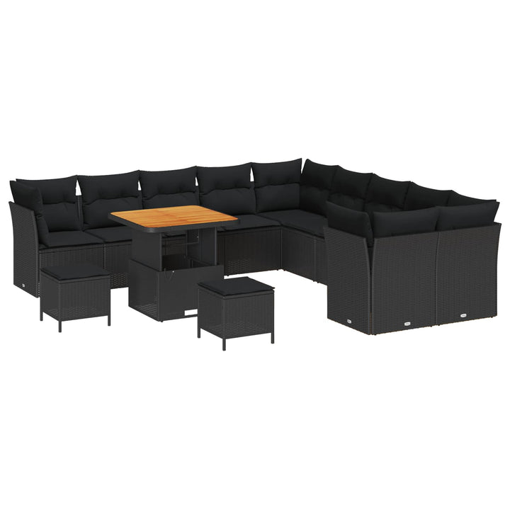Havesofa Sæt 13 pcs Sort polyrattan