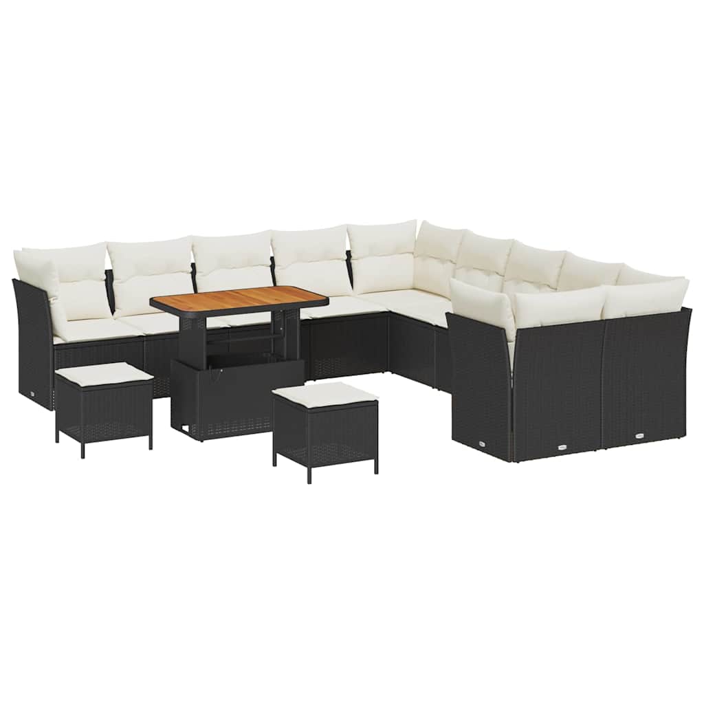 Havesofa Sæt 13 pcs Sort polyrattan