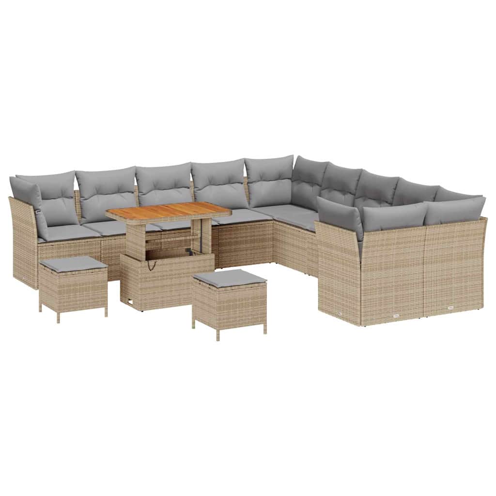 Havesofa Sæt 13 stk. Beige polyrattan