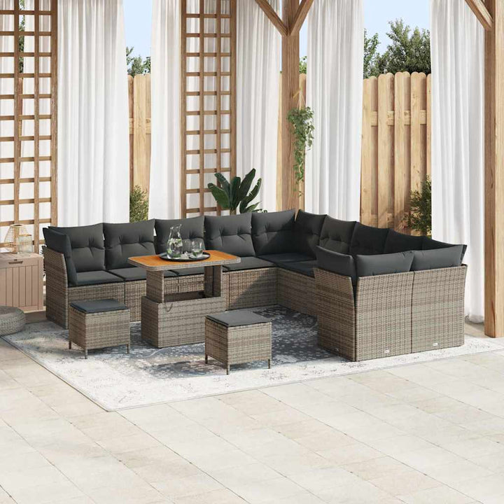 Havesofa Sæt 13 pcs Grå polyrattan