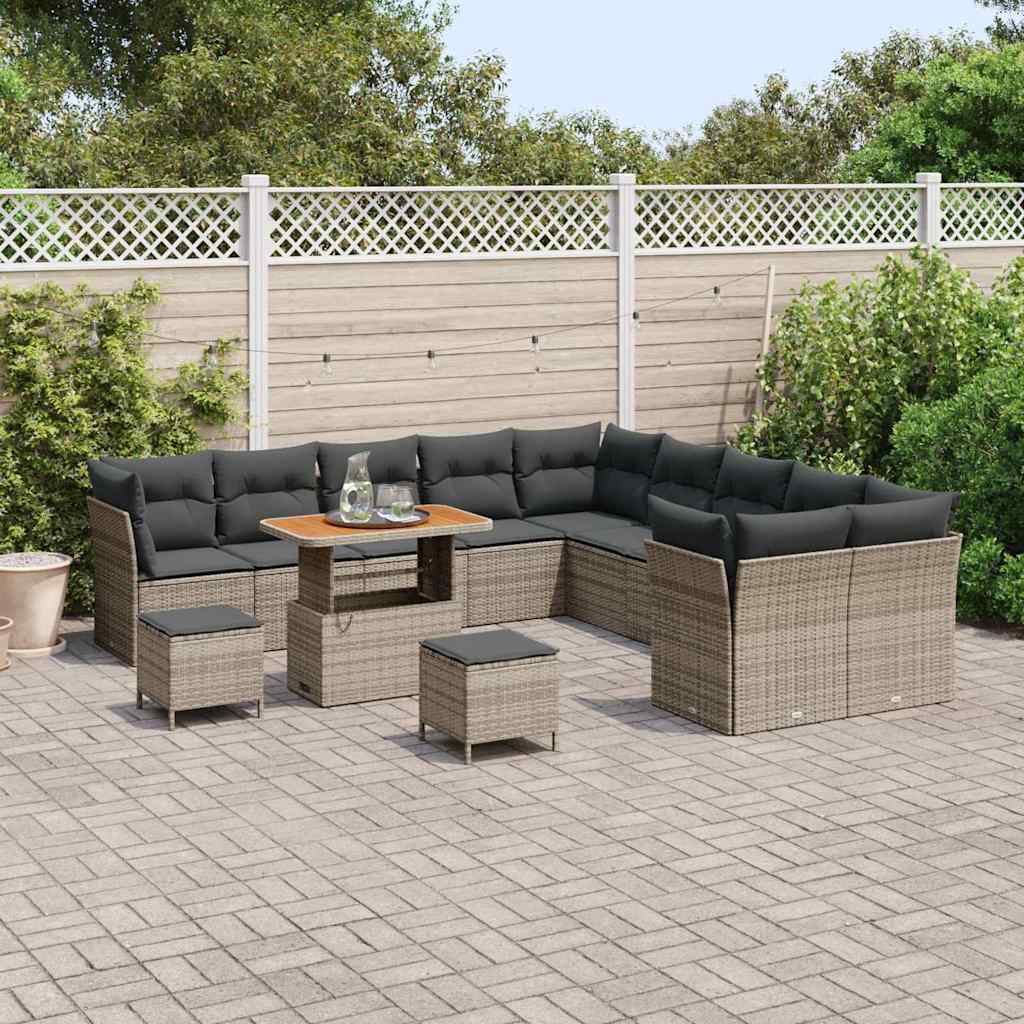 Havesofa Sæt 13 pcs Grå polyrattan