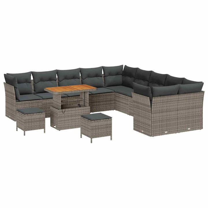 Havesofa Sæt 13 pcs Grå polyrattan