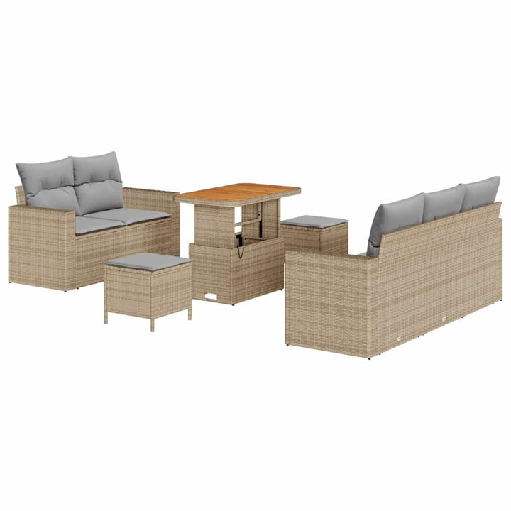 Havesofa Sæt 8 stk. Beige polyrattan
