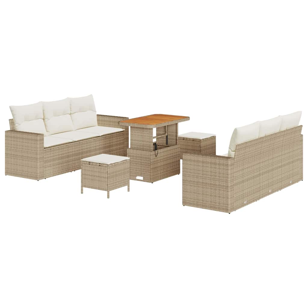 Havesofa Sæt 9 pcs Beige polyrattan