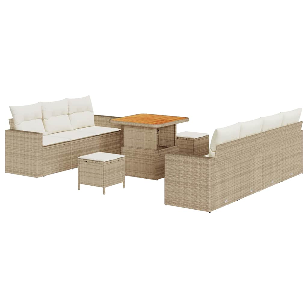 Havesofa Sæt 10 pcs Beige polyrattan