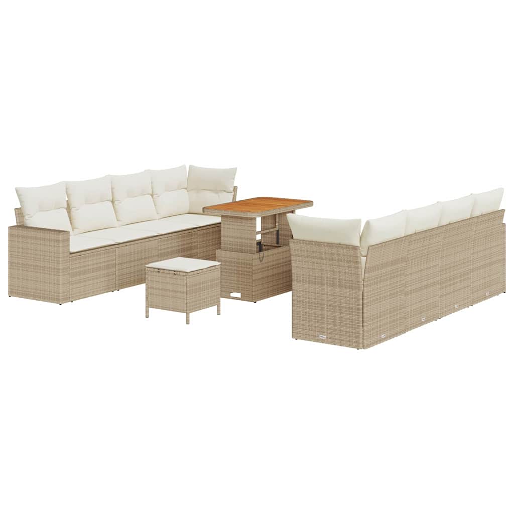 Havesofa Sæt 11 pcs Beige polyrattan