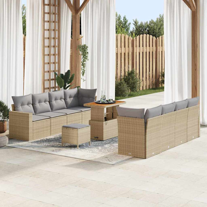 Havesofa Sæt 11 stk. Beige polyrattan