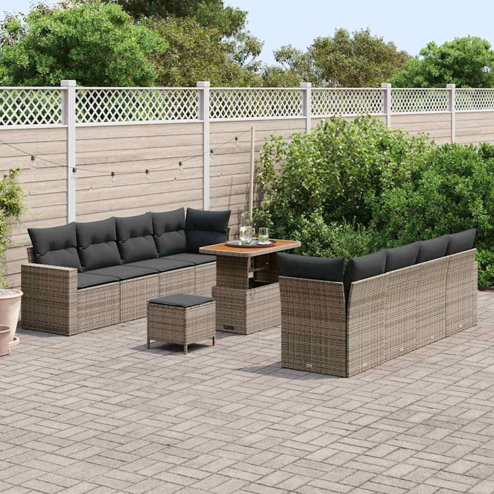 Havesofa Sæt 11 pcs Grå polyrattan