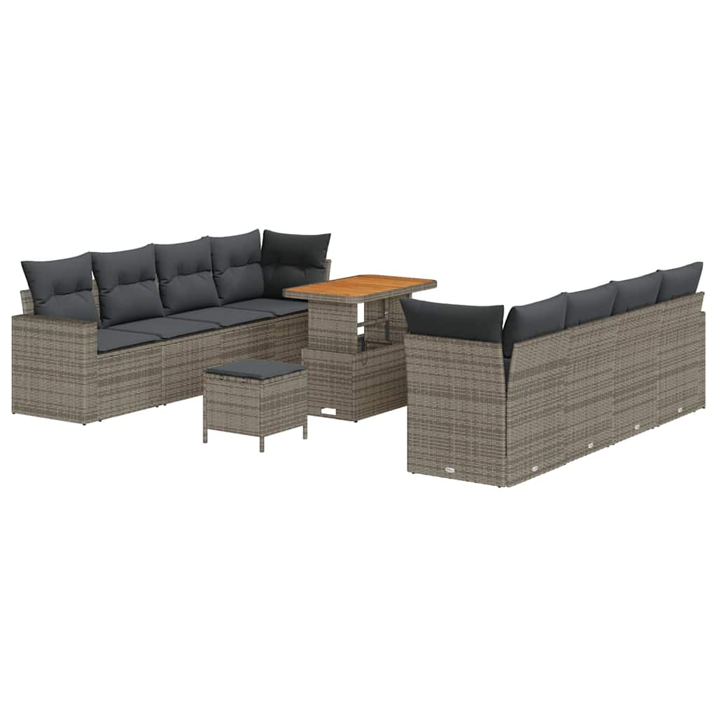 Havesofa Sæt 11 pcs Grå polyrattan