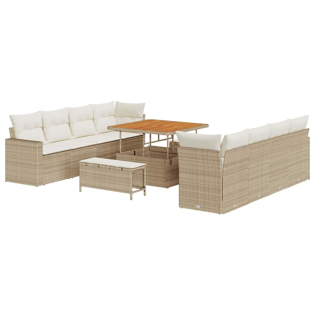 Havesofa Sæt 11 pcs Beige polyrattan