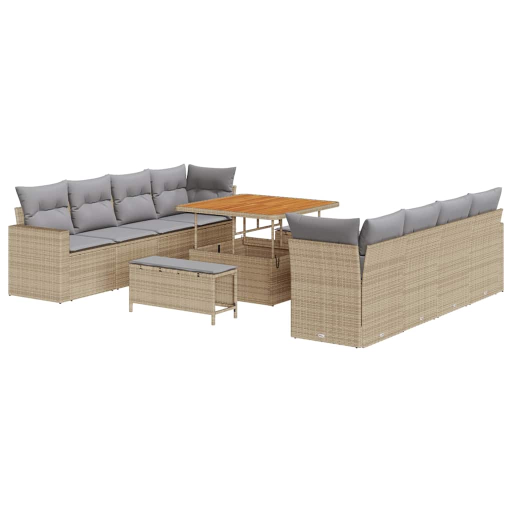 Havesofa Sæt 11 pcs Beige polyrattan