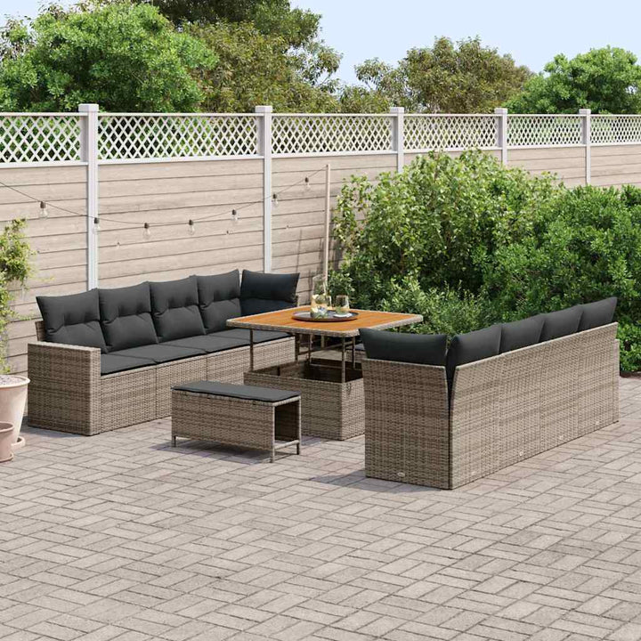 Havesofa Sæt 11 pcs Grå polyrattan