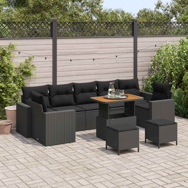 Havesofa Sæt 10 pcs Sort polyrattan