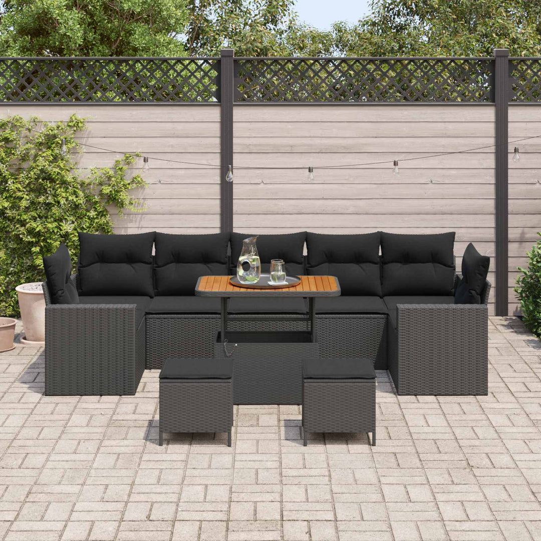 Havesofa Sæt 10 pcs Sort polyrattan