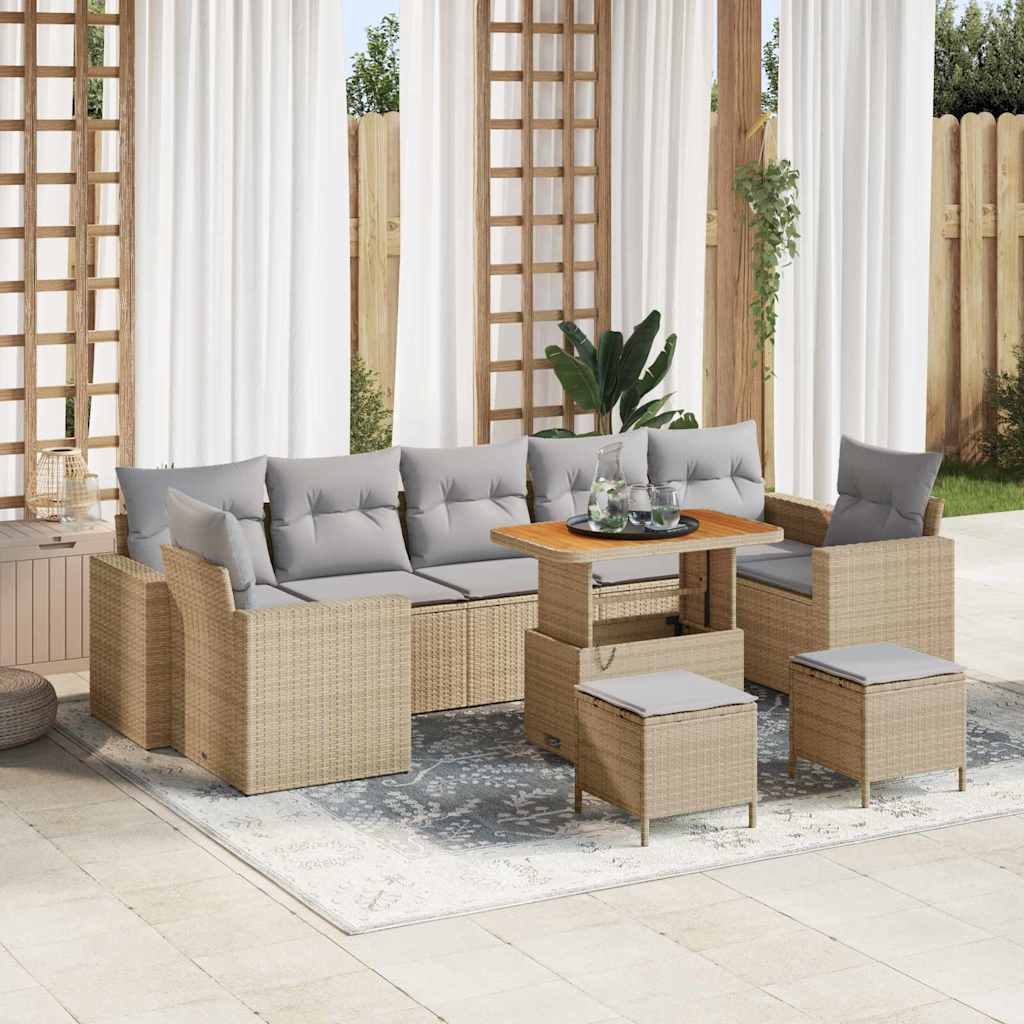 Havesofa Sæt 10 stk. Beige polyrattan