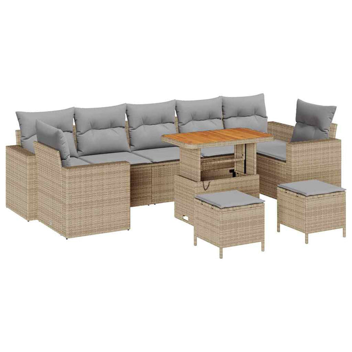 Havesofa Sæt 10 stk. Beige polyrattan